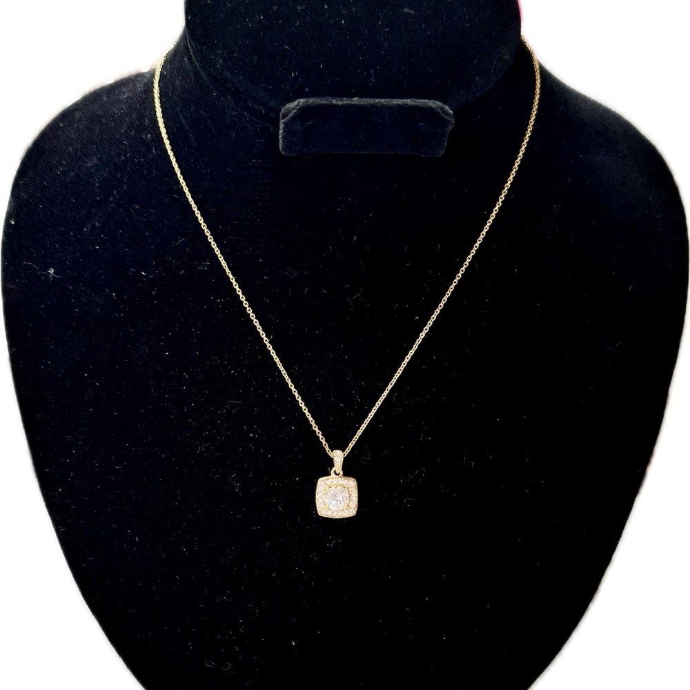 NADRI- Yellow- Gold Chain CZ Square Pendant - Picture 3 of 8
